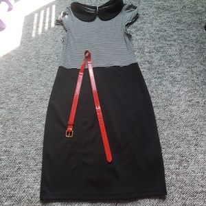Venus Black Dress with Red Belt